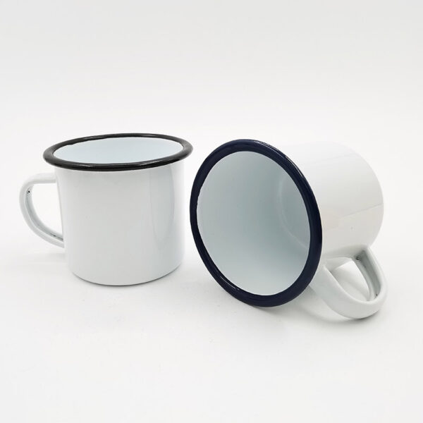 14oz Sublimation Enamel Cup with Black top rim - Image 3