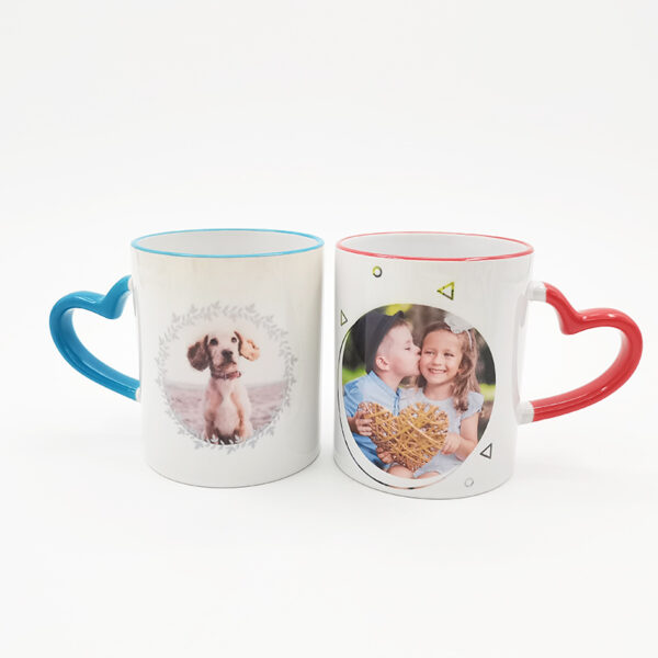 11oz Rim Handle Mug with Heart Handle
