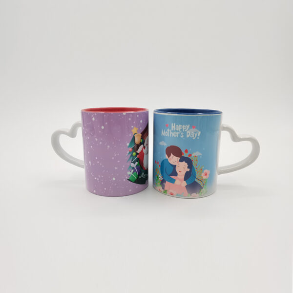 11oz Two-Tone Color Mug with Heart Handle - Image 5