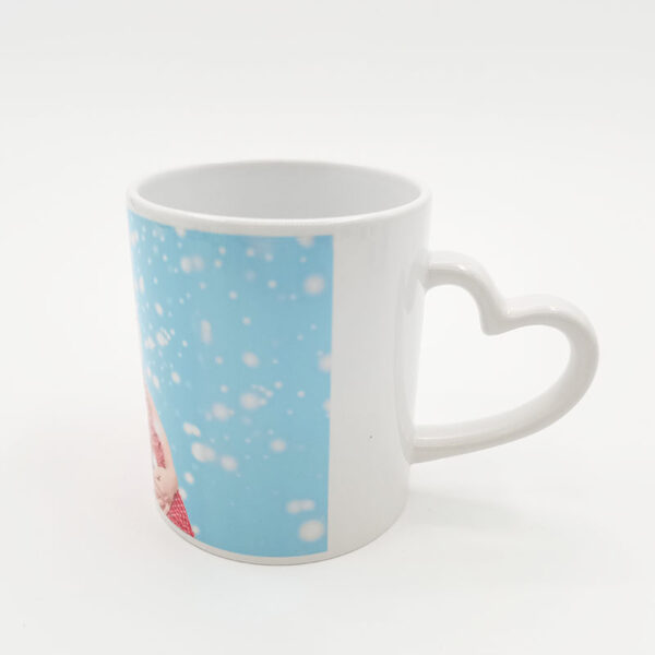 11oz White Mug with Heart Handle - Image 2