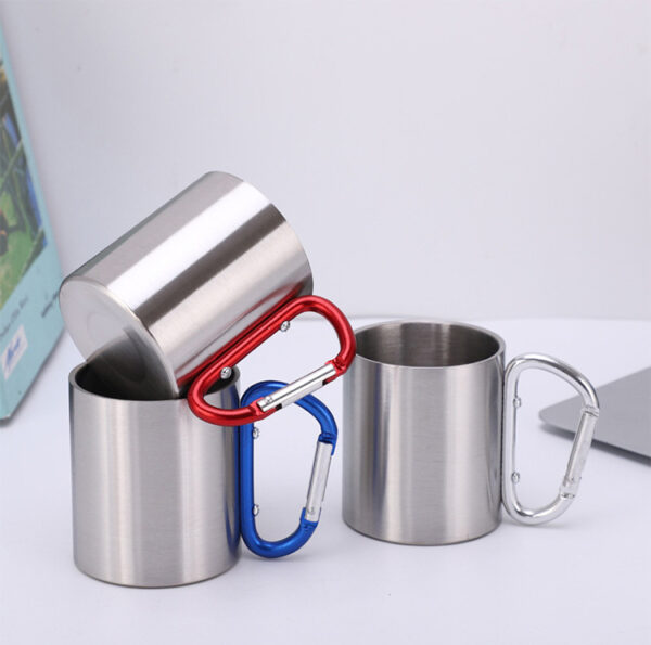 300ml Stainless Steel Mug w/ Carabiner Handle - Image 7